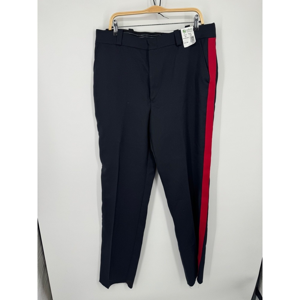 NWT Horace Small Cool Flex Pants Mens 38 Black Red Stripe Casual 100% Polyester